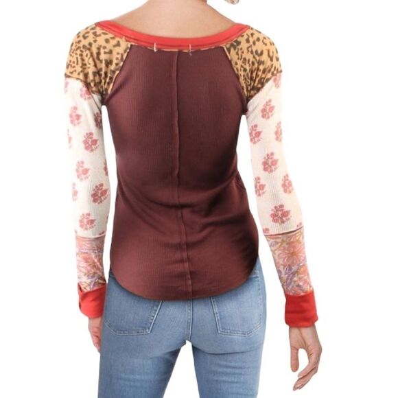 We The Free Women’s Bright Side Knit Mixed Media Thermal Top in the Size XS - Picture 2 of 9